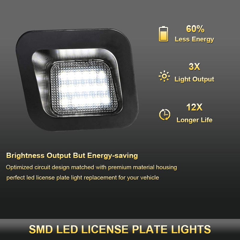 Gempro 2pcs LED License Plate Light Lamp Assembly For 2003 to 2018 Dodge RAM 1500 2500 3500, Powered by 18SMD Xenon White LED Lights - Image 2